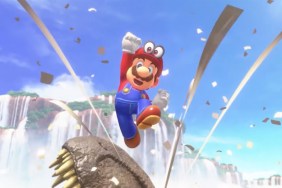 Mario jumping in the air triumphantly