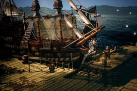 Octopath Traveler 2: a large ship at the docks.